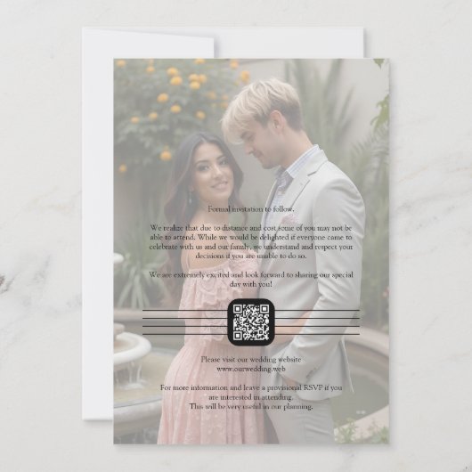Pink Shades Spring-Inspired Rustic Boho Romantic Save The Date (Achterkant)