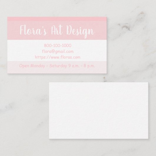 PINK SHADES Visitekaartje (Voorkant / Achterkant)