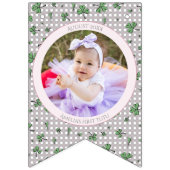 Pink Shamrock Happy Birthday Foto Vlaggetjes (Eerste vlag)