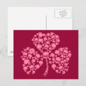 Pink Shamrock Skulls Briefkaart (Voorkant / Achterkant)