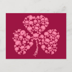 Pink Shamrock Skulls Briefkaart