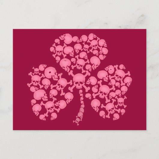Pink Shamrock Skulls Briefkaart (Voorkant)