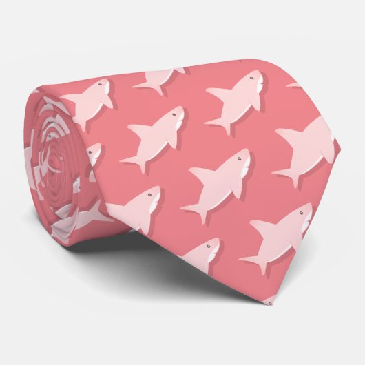 Pink Shark Cartoon Pattern Stropdas (Opgerold)