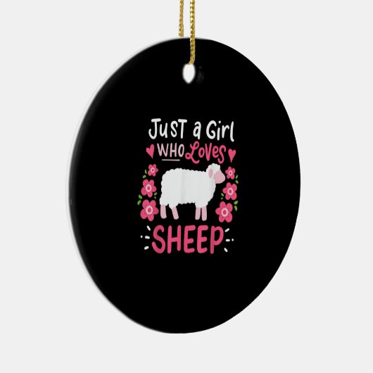 Pink Sheep Just A Girl Who Loves Sheep Gift Keramisch Ornament (Rechts)