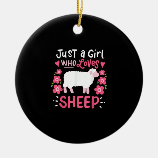 Pink Sheep Just A Girl Who Loves Sheep Gift Keramisch Ornament (Voorkant)