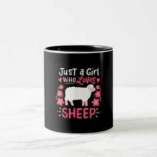 Pink Sheep Just A Girl Who Loves Sheep Gift Tweekleurige Koffiemok