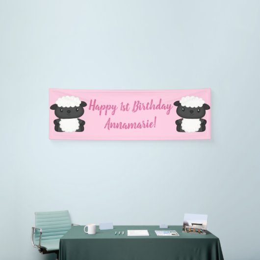 Pink Sheep Verjaardagsfeest Spandoek (Beurs)