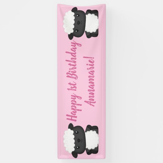 Pink Sheep Verjaardagsfeest Spandoek (Verticaal)