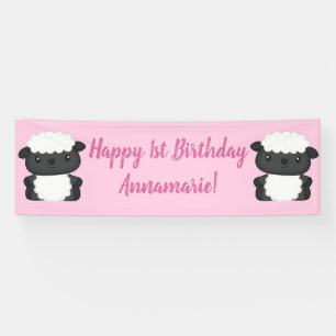 Pink Sheep Verjaardagsfeest Spandoek
