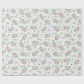 Pink Sheep with Flowers & Berries - Cute Pattern Cadeaupapier (Vlak)