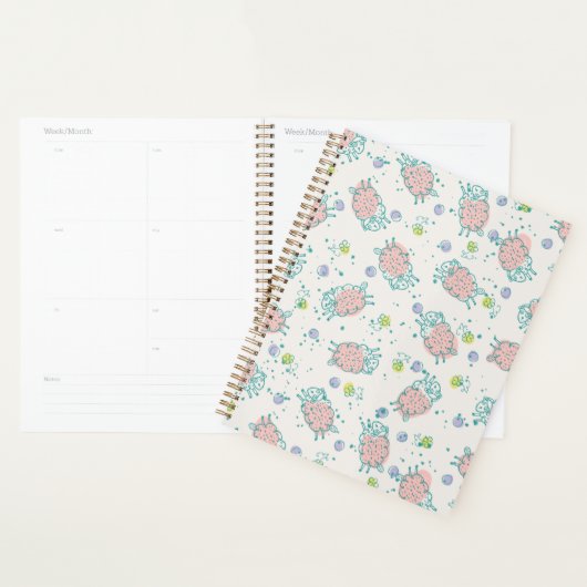 Pink Sheep with Flowers & Berries - Cute Pattern Planner (Display)