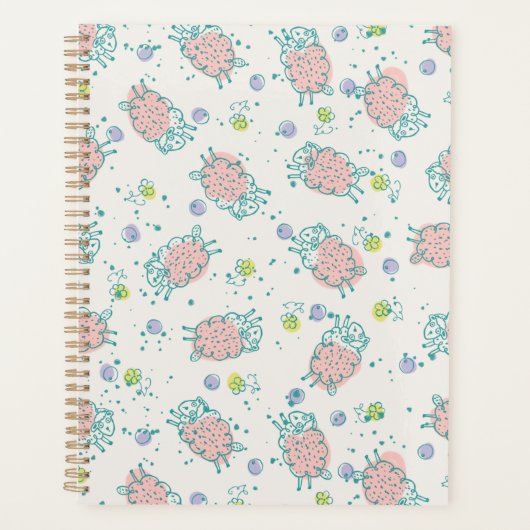 Pink Sheep with Flowers & Berries - Cute Pattern Planner (Voorkant)