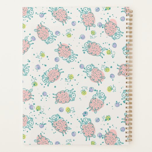 Pink Sheep with Flowers & Berries - Cute Pattern Planner (Achterkant)