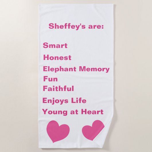 Pink Sheffey-acroniem Strandlaken (Voorkant)