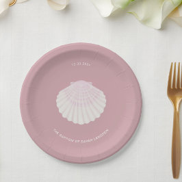 Pink shell baptism christening Paper Plate Papieren Bordje