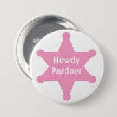 Pink Sheriff Badge aanpassen Ronde Button 7,6 Cm (Voorkant /achterkant)