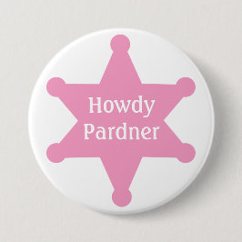Pink Sheriff Badge aanpassen Ronde Button 7,6 Cm