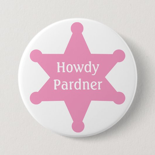 Pink Sheriff Badge aanpassen Ronde Button 7,6 Cm (Voorkant)