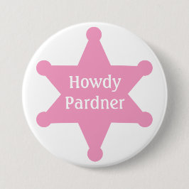 Pink Sheriff Badge aanpassen Ronde Button 7,6 Cm