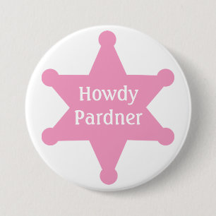 Pink Sheriff Badge aanpassen Ronde Button 7,6 Cm