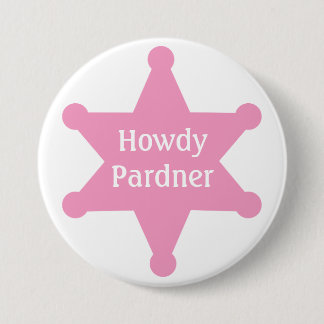 Pink Sheriff Badge aanpassen Ronde Button 7,6 Cm
