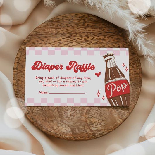 Pink She's Ready to Pop Baby Shower Diaper Raffle Informatiekaartje
