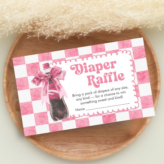 Pink She's Ready to Pop Baby Shower Diaper Raffle Informatiekaartje