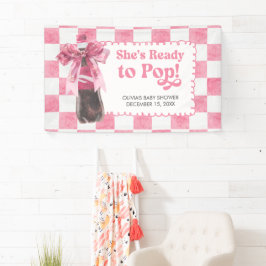 Pink She's Ready to Pop Baby Shower Spandoek