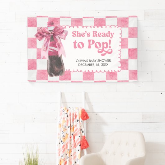 Pink She's Ready to Pop Baby Shower Spandoek (Insitu)