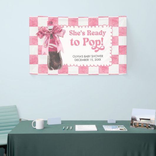 Pink She's Ready to Pop Baby Shower Spandoek (Beurs)
