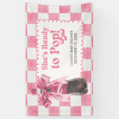 Pink She's Ready to Pop Baby Shower Spandoek (Verticaal)