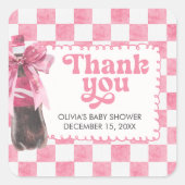 Pink She's Ready to Pop Baby Shower Vierkante Sticker (Voorkant)