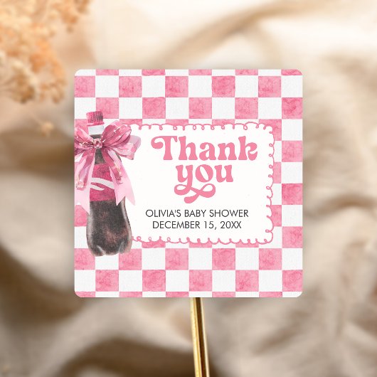 Pink She's Ready to Pop Baby Shower Vierkante Sticker