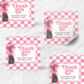 Pink She's Ready to Pop Baby Shower Vierkante Sticker