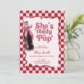 Pink She's Ready to Pop Soda Baby Shower  Kaart (Staand voorkant)