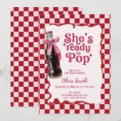 Pink She's Ready to Pop Soda Baby Shower  Kaart (Voorkant / Achterkant)