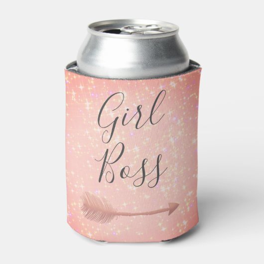 "Pink Shimmery Girl Boss Blikjeskoeler (Blikje Voorkant)