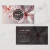 Pink Shiny Floral Logo Initials Business Card Visitekaartje (Voorkant / Achterkant)
