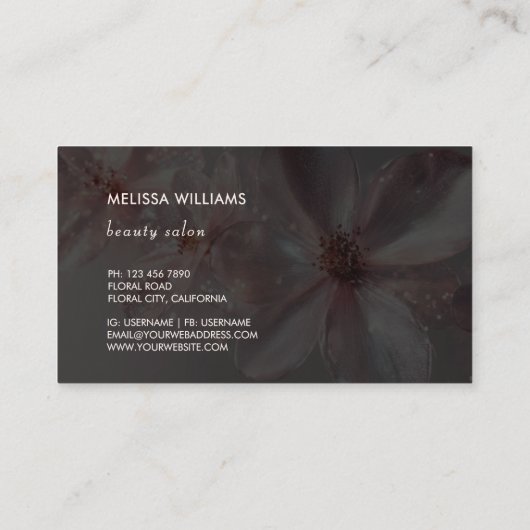 Pink Shiny Floral Logo Initials Business Card Visitekaartje (Achterkant)