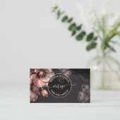 Pink Shiny Flowers Black Logo Visitekaartje (Staand voorkant)