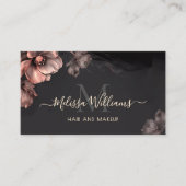 Pink Shiny Flowers Black Luxury Visitekaartje (Voorkant)