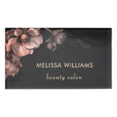 Pink Shiny Flowers Black  Naambadge (Voorkant)