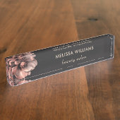 Pink Shiny Flowers Black  Naambordje (Zijkant)