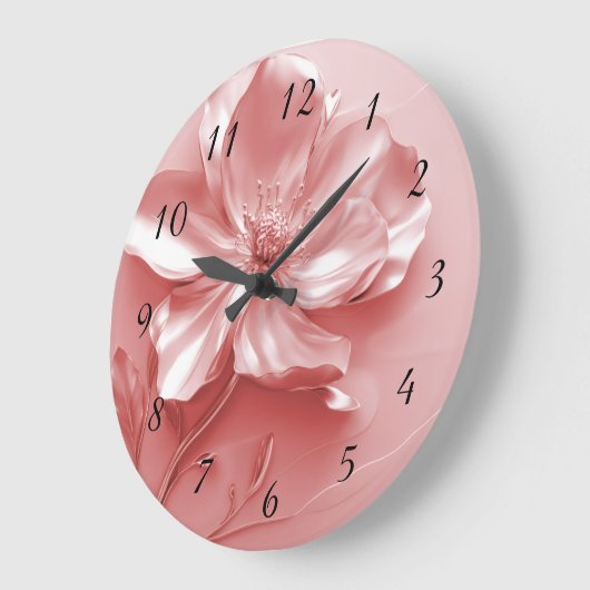 Pink Shiny Metallic 3D Flower Grote Klok (Hoek)