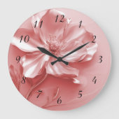 Pink Shiny Metallic 3D Flower Grote Klok (Voorkant)