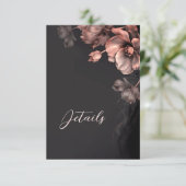 Pink Shiny Metallic Black Floral Details Informatiekaartje (Staand voorkant)