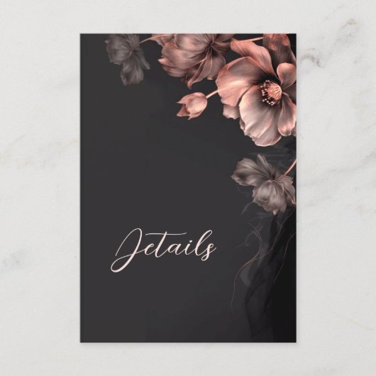 Pink Shiny Metallic Black Floral Details Informatiekaartje (Voorkant)