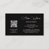 Pink Shiny Metallic Black Floral | QR Code Visitekaartje (Achterkant)