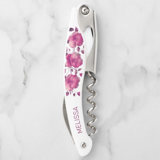 Pink Shiny Metallic Flower  Kurkentrekker (Achterkant)