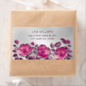 Pink Shiny Metallic Flower Silver Etiket (Insitu)